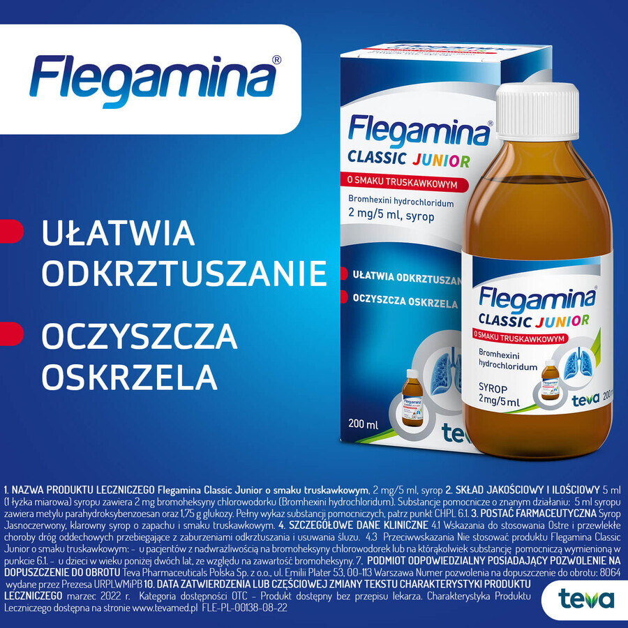 Flegamina Junior 2 mg/ 5 ml, aroma di fragola, sciroppo, 200 ml