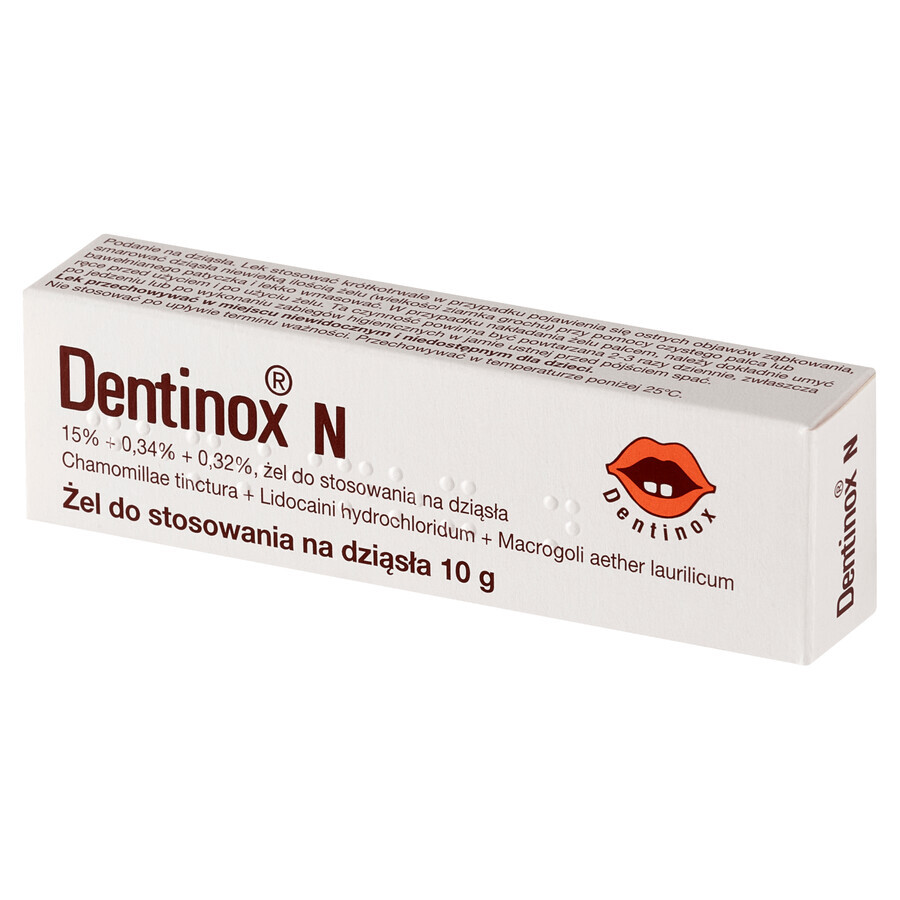 Dentinox N (150 mg + 3,4 mg + 3,2 mg)/g, gel da applicare sulle gengive, 10 g