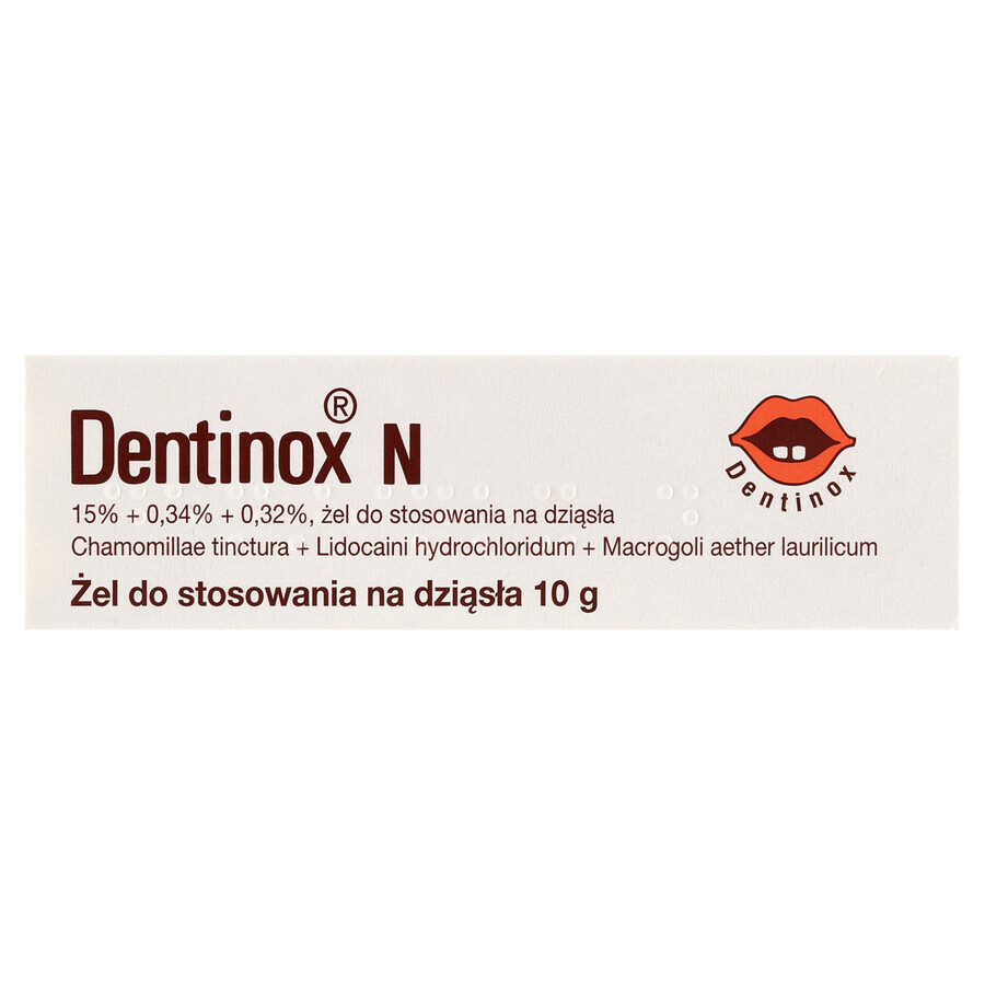 Dentinox N (150 mg + 3,4 mg + 3,2 mg)/g, gel da applicare sulle gengive, 10 g