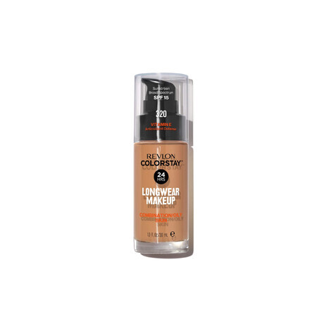 Revlon ColorStay, fondotinta per pelle mista e grassa, n. 320, True Beige, con pompa, 30 ml