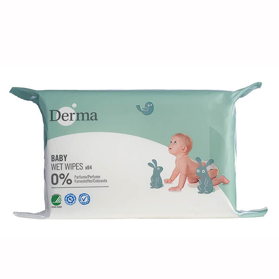 Derma Eco Baby, toallitas húmedas, 64 uds.