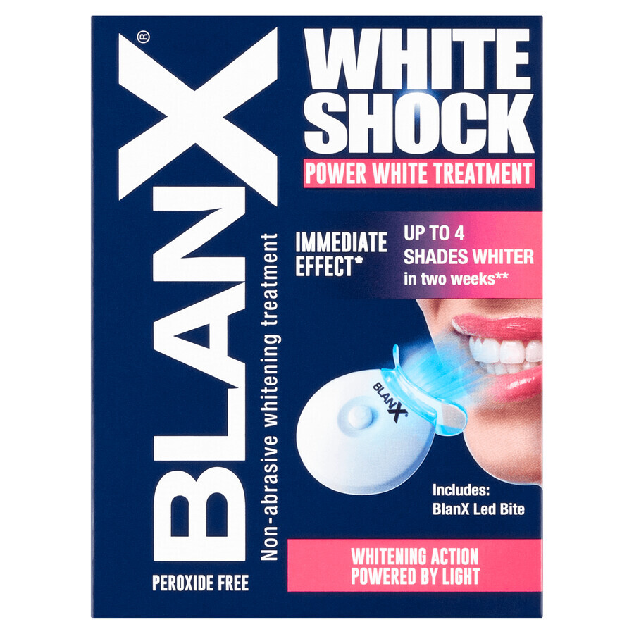 BlanX White Shock, sistema di sbiancamento dei denti, dentifricio, 50 ml + Blanx Led Bite