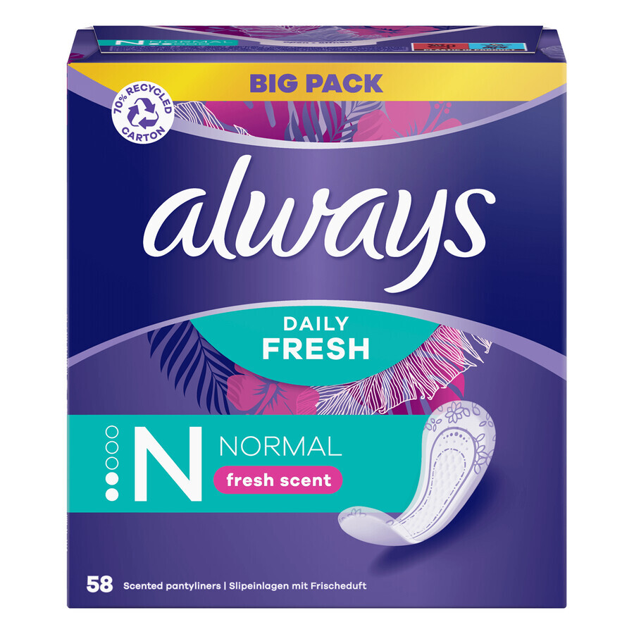 Always Dailies Fresh Protect, sanitary pads, Normal, 58 pcs