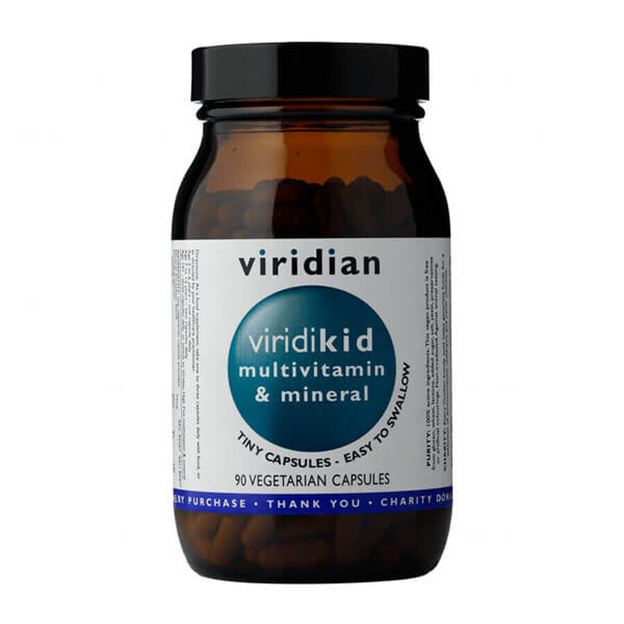 Viridian Viridikid Multivitamin &amp; Mineral, Vitamine und Mineralien für Kinder, 90 Kapseln