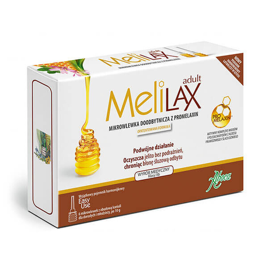 Melilax Adult, promelaxin rectal microinfusion for adults and adolescents, 10 gx 6 microinfusions