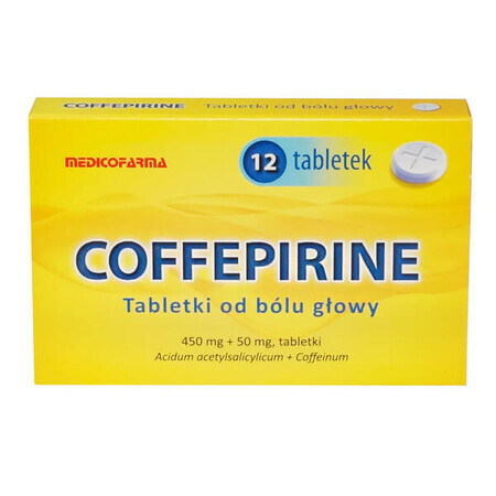 Coffepirine Maux de tête Comprimés 450 mg + 50 mg, 12 comprimés