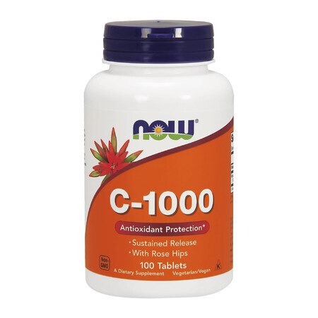 Now Foods C-1000, vitamine C + rozenbottel, 100 tabletten