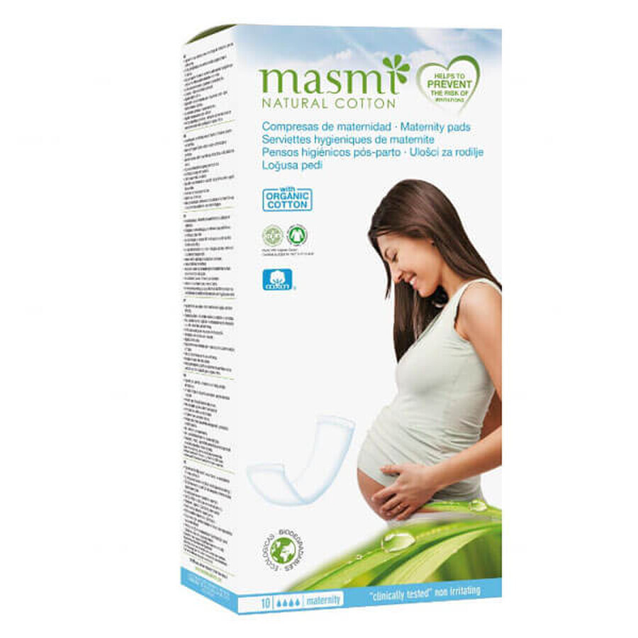 Masmi Natural Cotton, postnatale Binden aus Bio-Baumwolle, 10 Stück