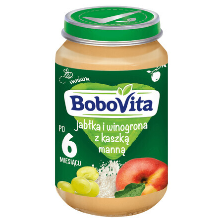 BoboVita Dessert, mele e uva con semolino, dopo 6 mesi, 190 g