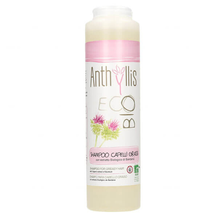 Anthyllis EcoBio, shampoo per capelli grassi e forfora, estratto di bardana, 250 ml