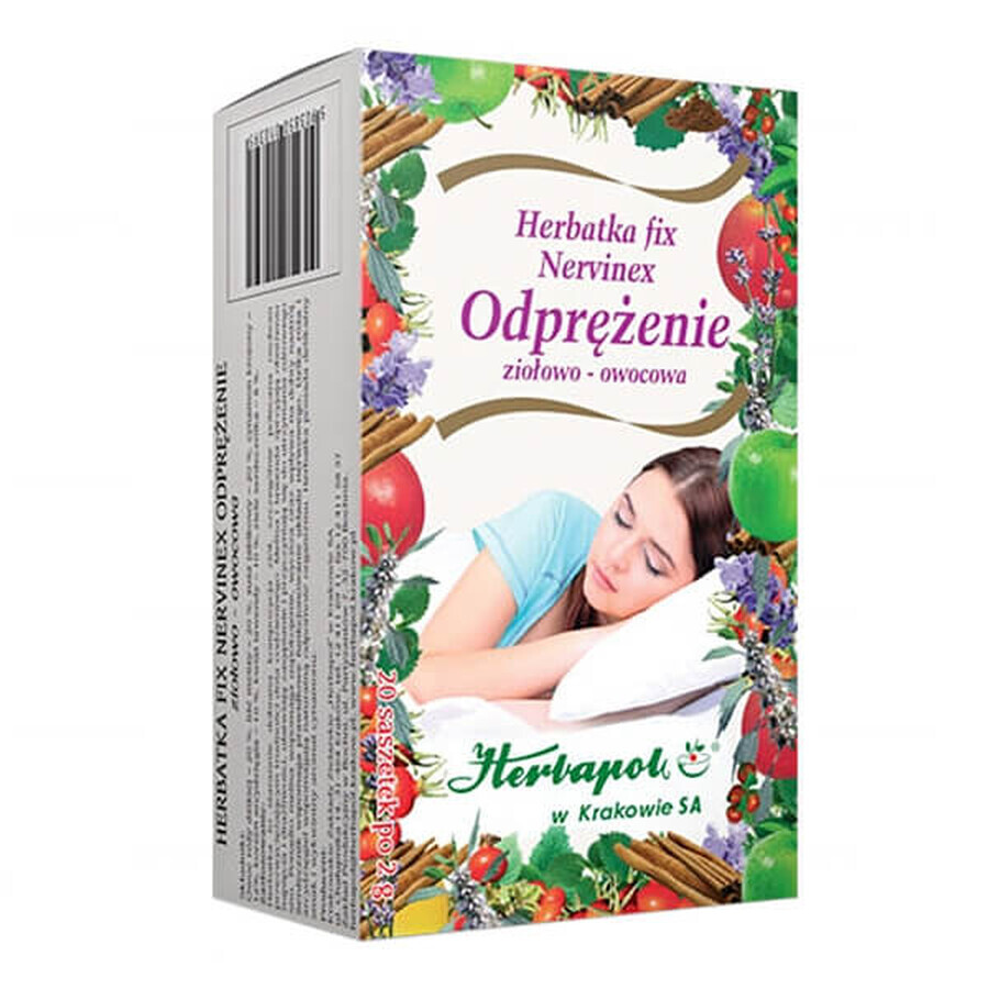 Herbapol Nervinex Relajación, té reparador, hierbas y frutas, 2 gx 20 sobres