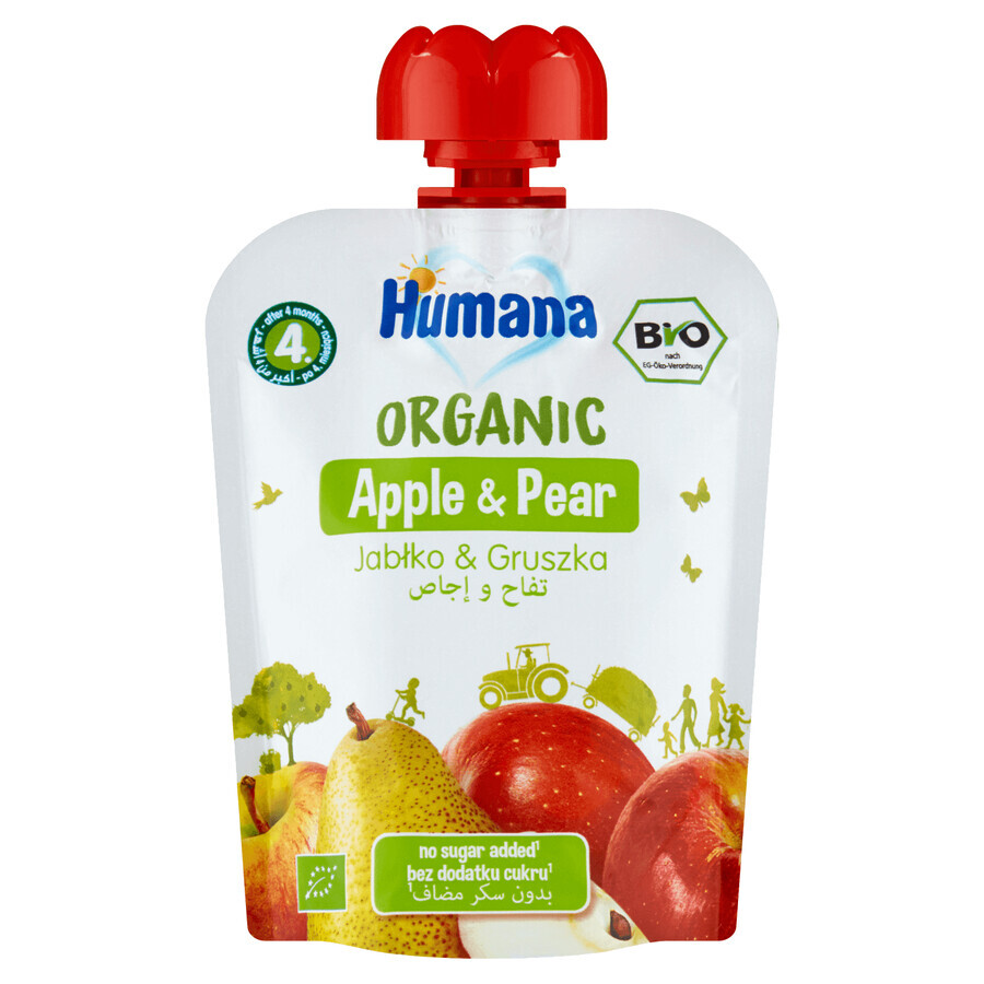 Humana, Biologische mousse, appel en peer, na 4 maanden, 90 g