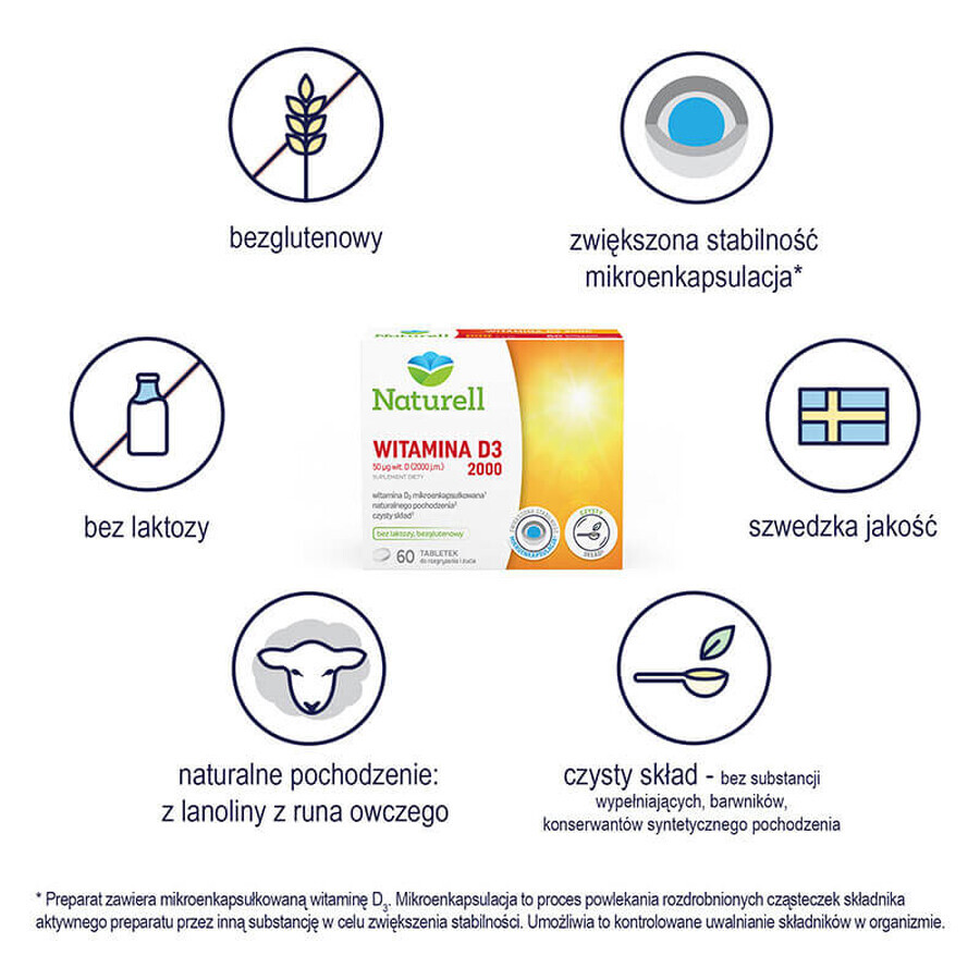 Naturell Vitamine D3 2000, 60 comprimés à croquer