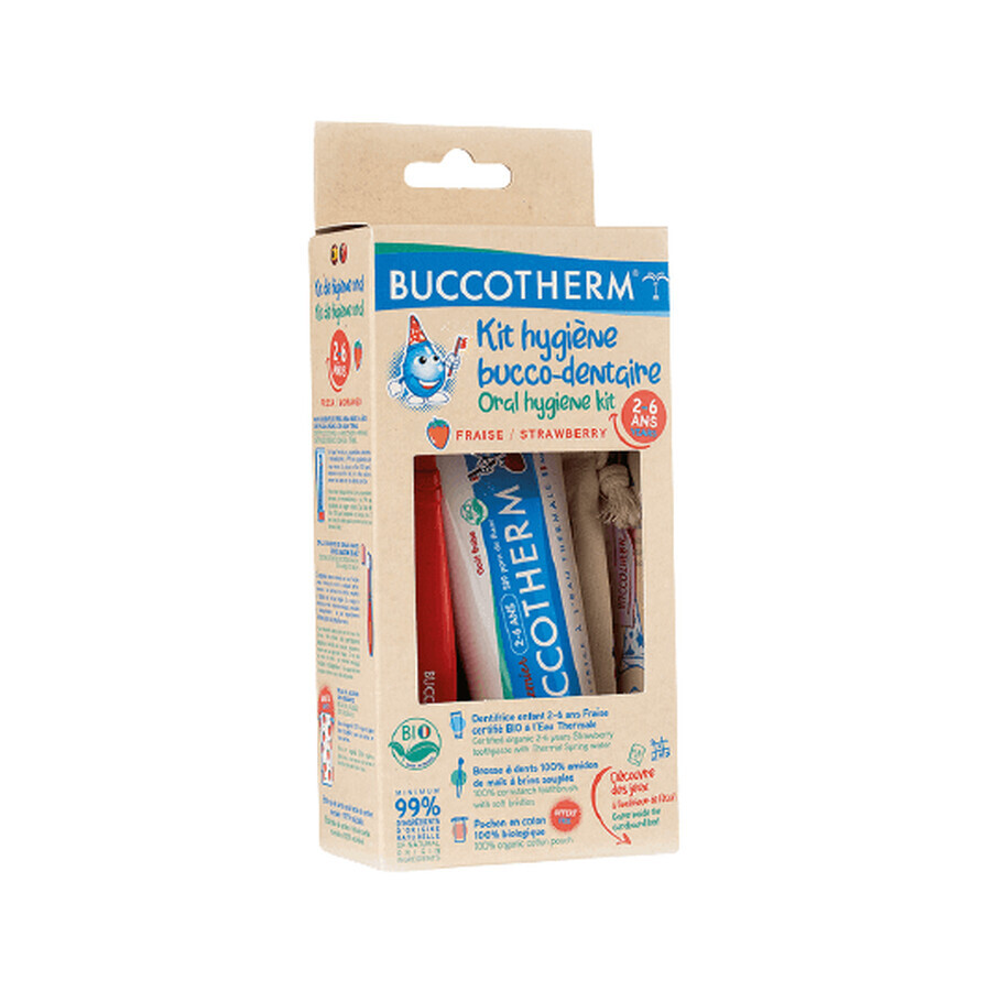 Kit de higiene bucal para niños de 2 a 6 años (contiene pasta dentífrica, cepillo de dientes y bolsa de algodón), 50 ml, Buccotherm