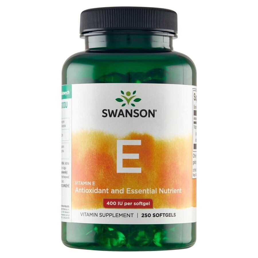 Swanson E, vitamina E naturale 400 UI, 250 capsule in gel