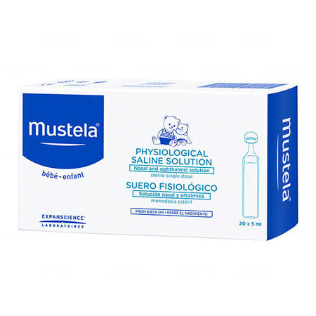 Mustela Bebe Enfant, NaCl 0,9%, soluzione fisiologica, 5 ml x 20 fiale