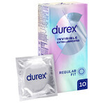 Durex Invisible, preservativi extra umidificati, super sottili, 10 pezzi