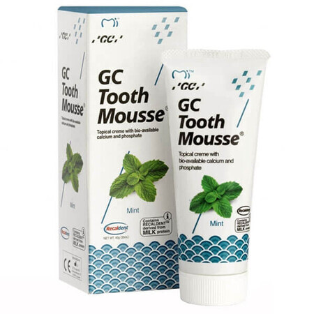 GC Tooth Mousse, dentifricio per uso topico, gusto menta, senza fluoro, 35 ml