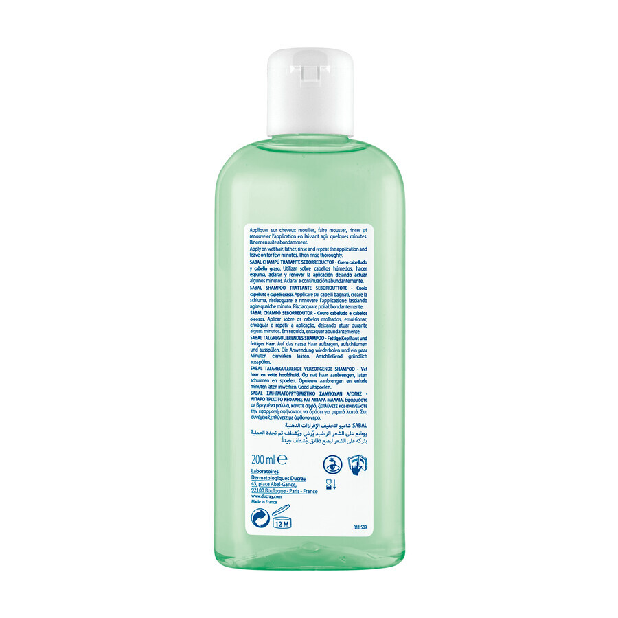 Ducray Sabal, shampoo seboregolatore per capelli grassi, 200 ml