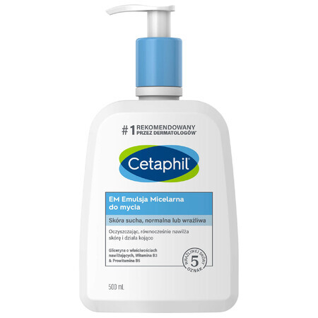 Cetaphil EM, Emulsione micellare per pelli sensibili, per tutta la famiglia, 500 ml