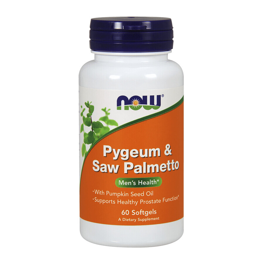 Now Foods Pygeum &amp; Saw Palmetto, prugna africana e palma sabal, 60 capsule