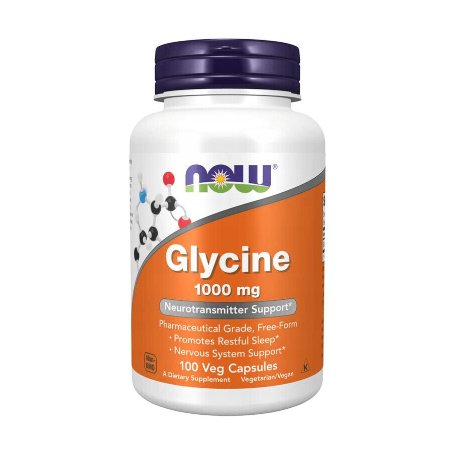 Now Foods Glycine 1000 mg, glicina, 100 capsule vegetali