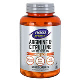 Now Foods Arginina e Citrullina, L-arginina e citrullina, 120 capsule 