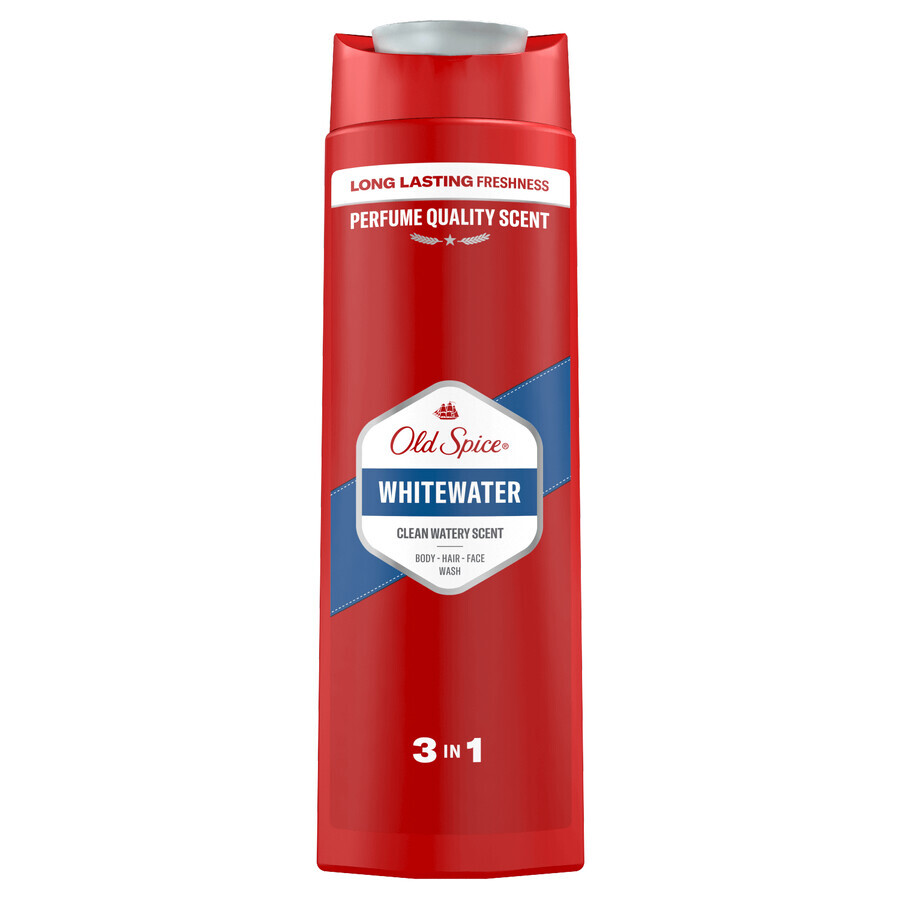 Old Spice, gel doccia 3 in 1 per corpo, capelli e viso, Whitewater, 400 ml