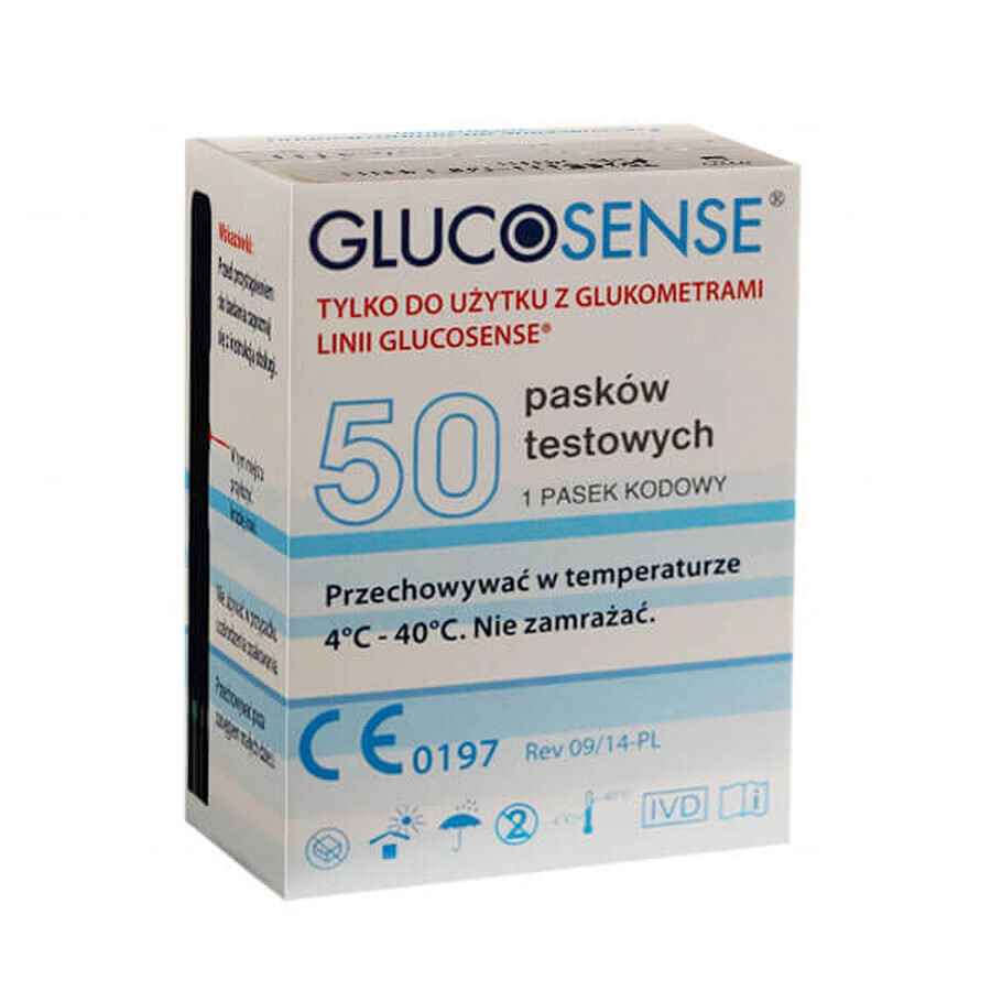 Glucosense, tiras reactivas para glucómetro, 50 unidades