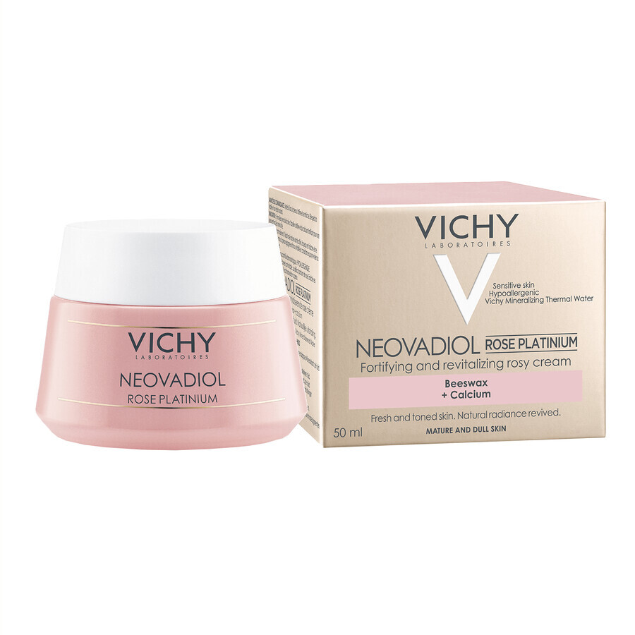 Vichy Neovadiol Rose Platinium, Crema Viso Rinforzante e Rivitalizzante alla Rosa per pelli mature e spente, 50 ml