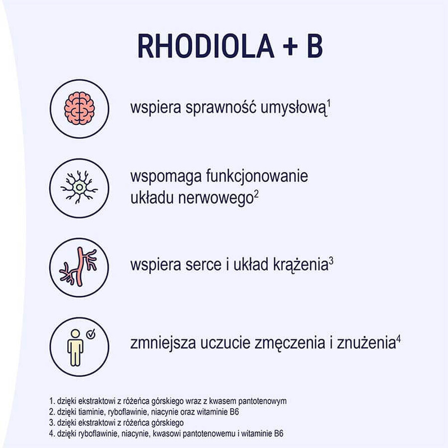 Naturell Rhodiola + B, 60 compresse