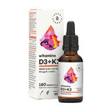 Aura Herbals, Vitamina D3 2000 UI, K2mk7, gocce, 30 ml