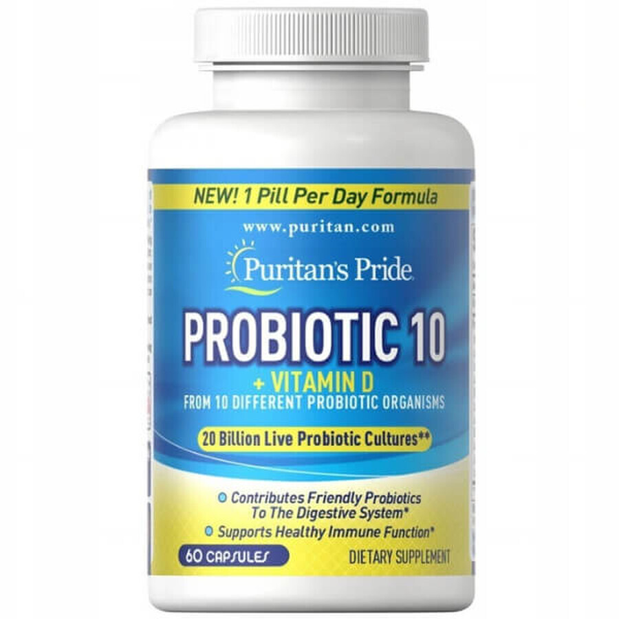 Puritan's Pride Probiotico 10 + vitamina D, 60 capsule