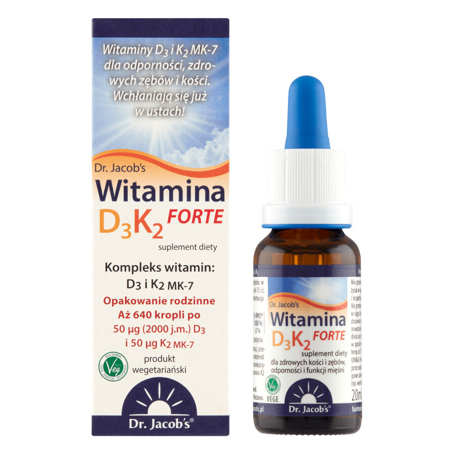 Vitamina D3K2 Forte del Dr. Jacob, gocce, 20 ml