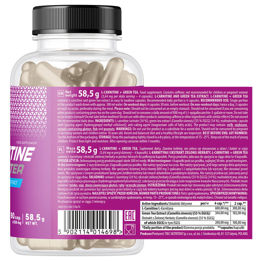 Trec L-Carnitina + Tè verde, 90 capsule