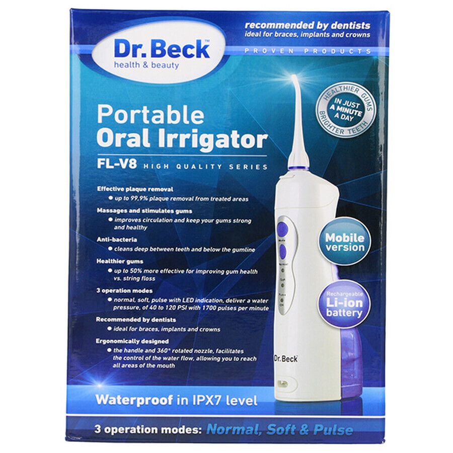 Dr. Beck FL-V8, irrigatore dentale, Skyblue + 2 manipoli