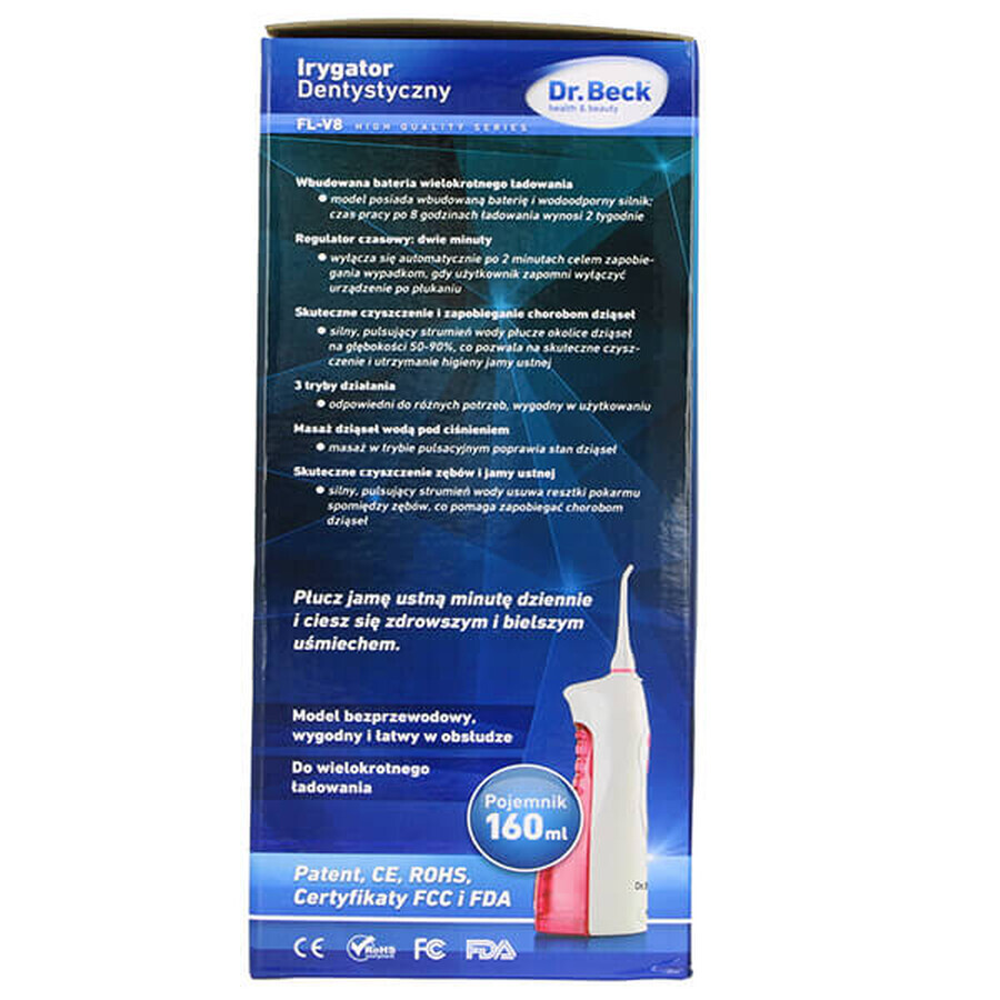 Dr. Beck FL-V8, irrigatore dentale, Skyblue + 2 manipoli