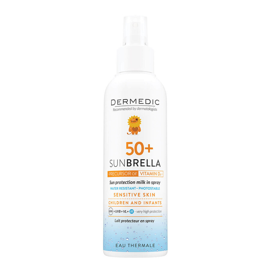 Dermedic Sunbrella Baby, lozione spray protettiva per bambini di età superiore ai 6 mesi, SPF 50+, 150 ml