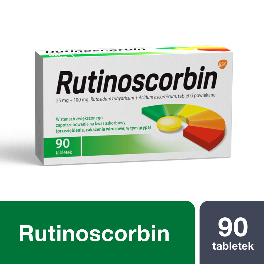 Rutinoscorbin 25 mg + 100 mg, 90 comprimés pelliculés