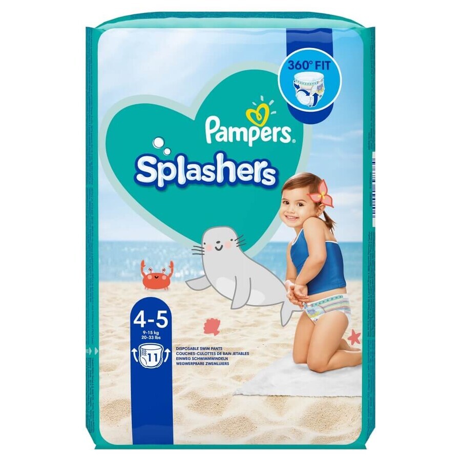 Pampers Splashers, pannolini da bagno, taglia 4-5, 9-15 kg, 11 pz.