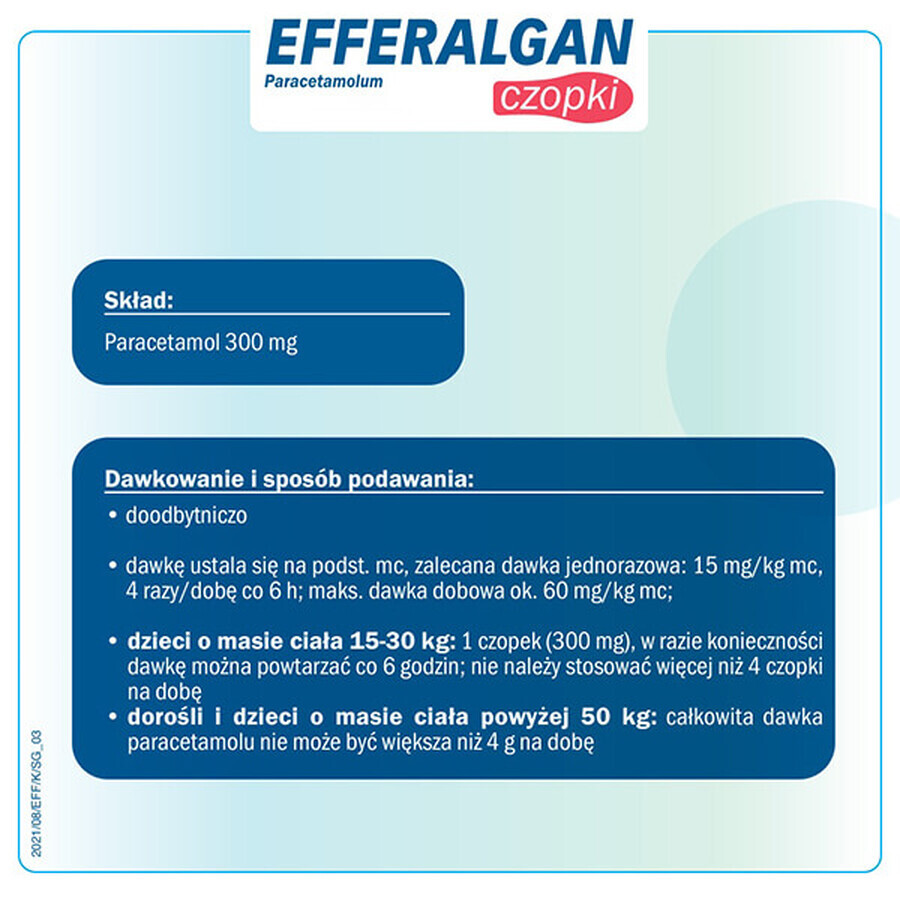 Efferalgan 300 mg, supposte rettali, 10 pezzi