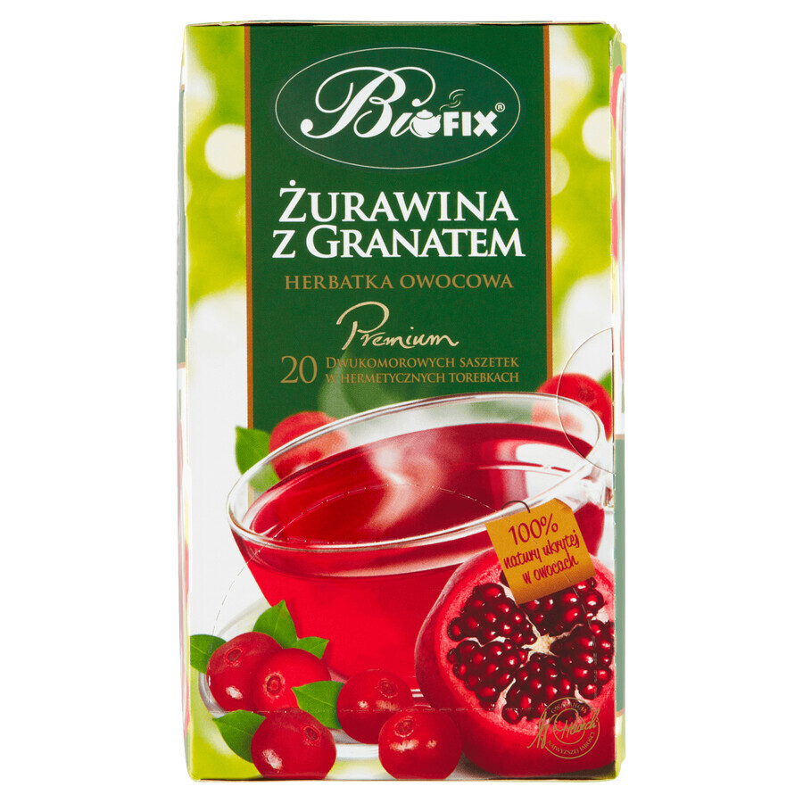 Bi Fix, Premium Cranberry con melograno, tè alla frutta, 20 bustine