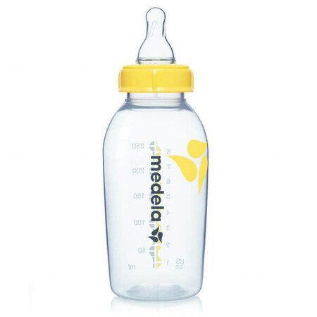 Biberon Medela cu tetină din silicon, debit mediu, 250 ml