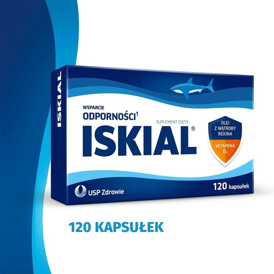 Iskial, ulei de ficat de rechin + vitamina D3, 120 capsule