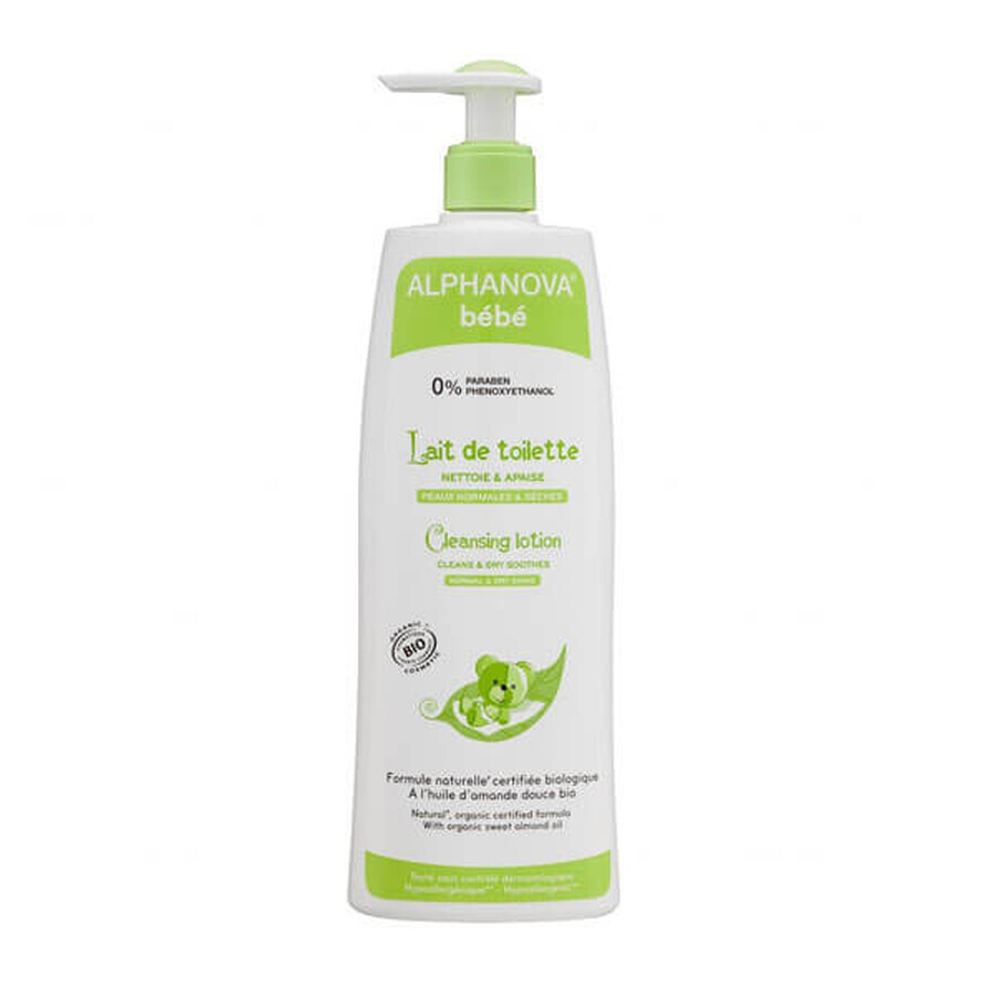 Alphanova Bebe, latte lavante biologico con olio per bambini, 500 ml