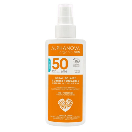 Alphanova Sun Bio, sun protection spray, hypoallergenic, SPF 50, 125 g