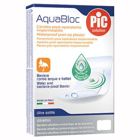 Pic Solution AquaBloc, cerotti post-operatori, antibatterici, impermeabili, 5 cm x 7 cm, 5 pezzi