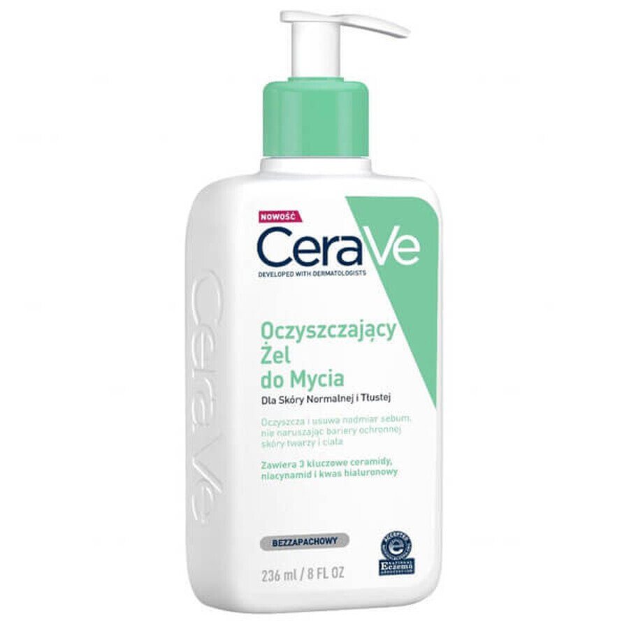 CeraVe, gel detergente con ceramidi, pelle normale e grassa, 236 ml