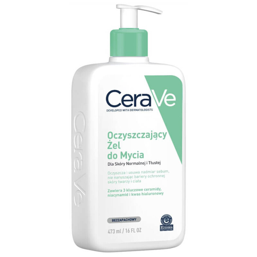 CeraVe, gel detergente con ceramidi, pelle normale e grassa, 473 ml