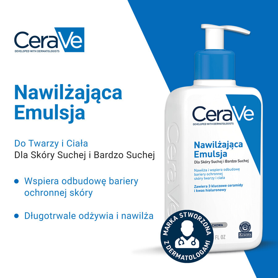 CeraVe, emulsione idratante con ceramidi, pelle secca e molto secca, 236 ml